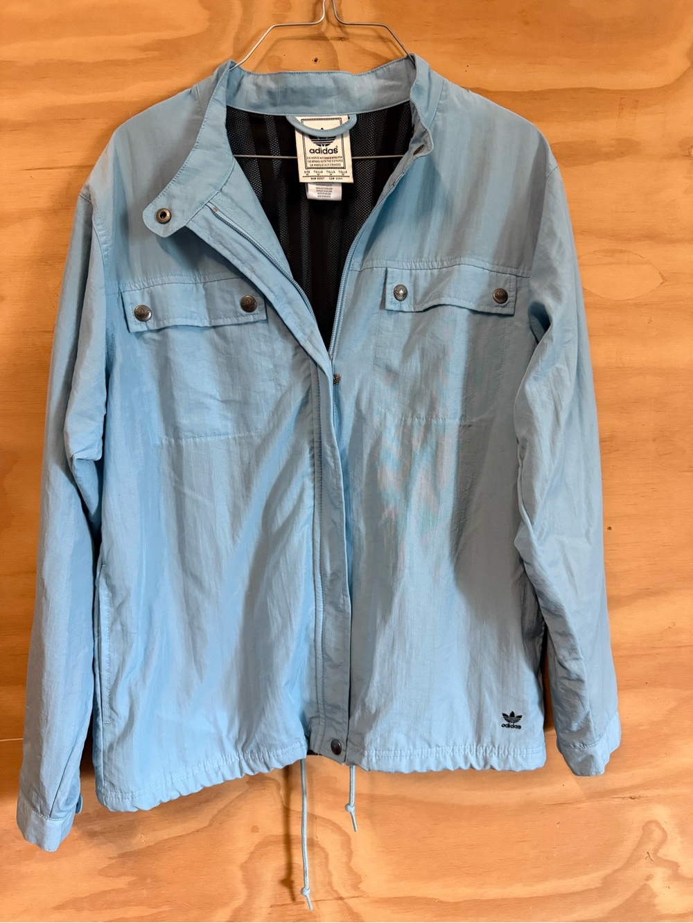 adidas Vintage Light Blue Casual Windbreaker Jacket medium